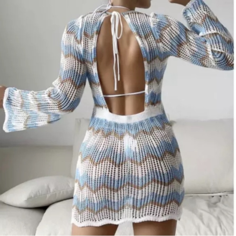 Striped Sexy Beach Cover-Up Size Large